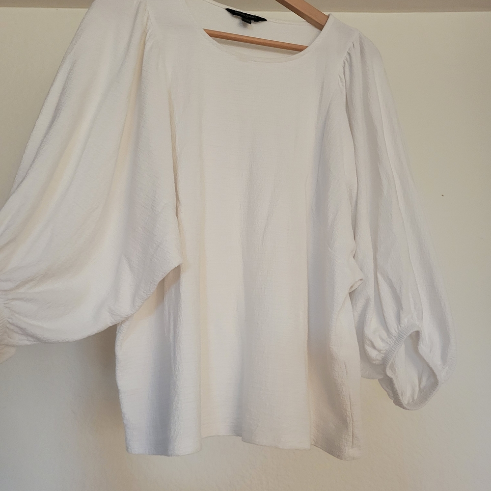 Banana Republic Balloon Sleeve Oversized White Blouse
